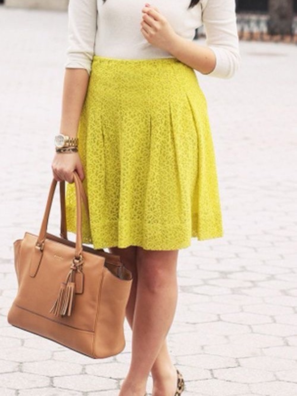 Anthropologie x HD in Paris Yellow Lace Overlay Skater Skirt Cottagecore Vibe
